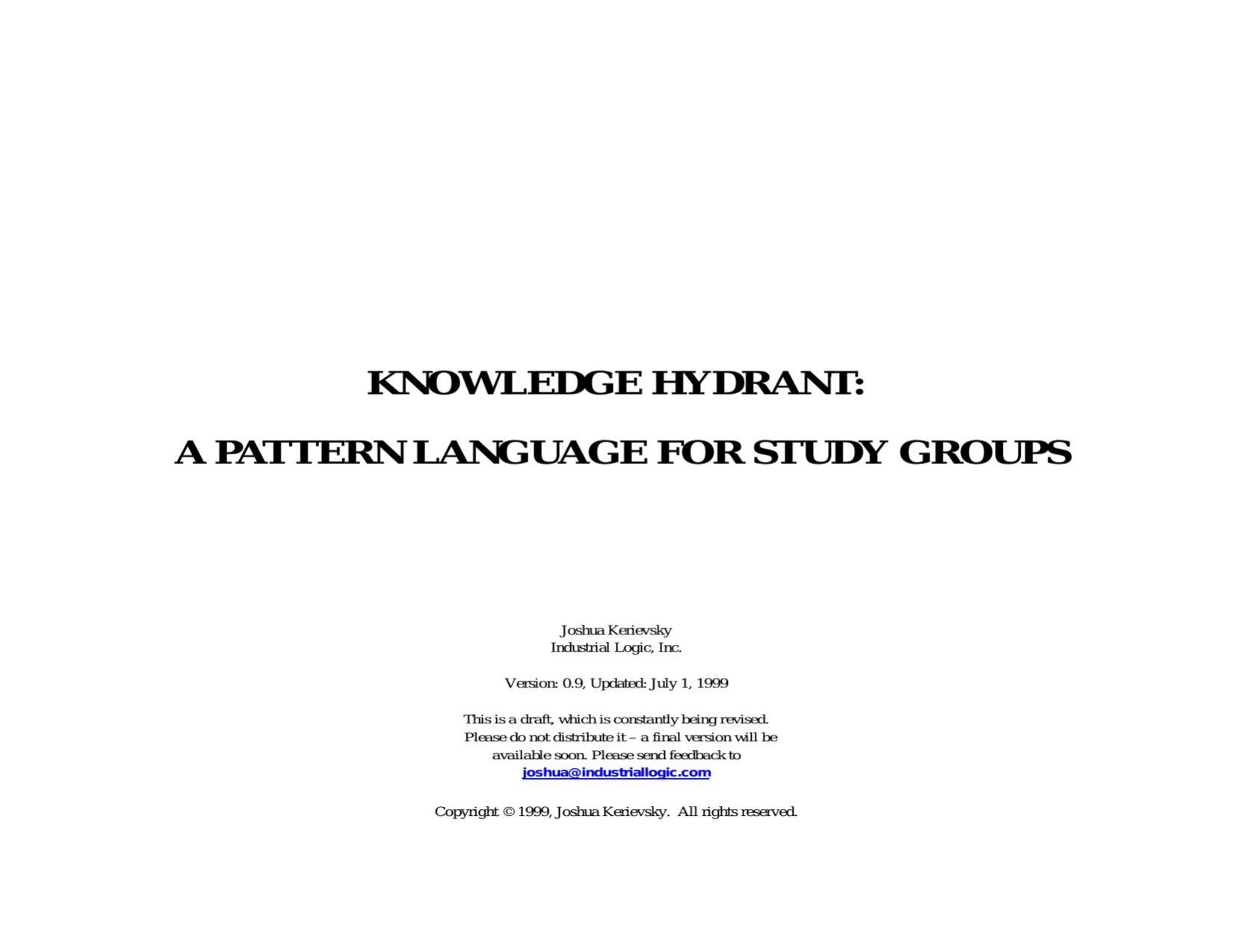 Knowledge Hydrant: A Pattern Language for Study Groups