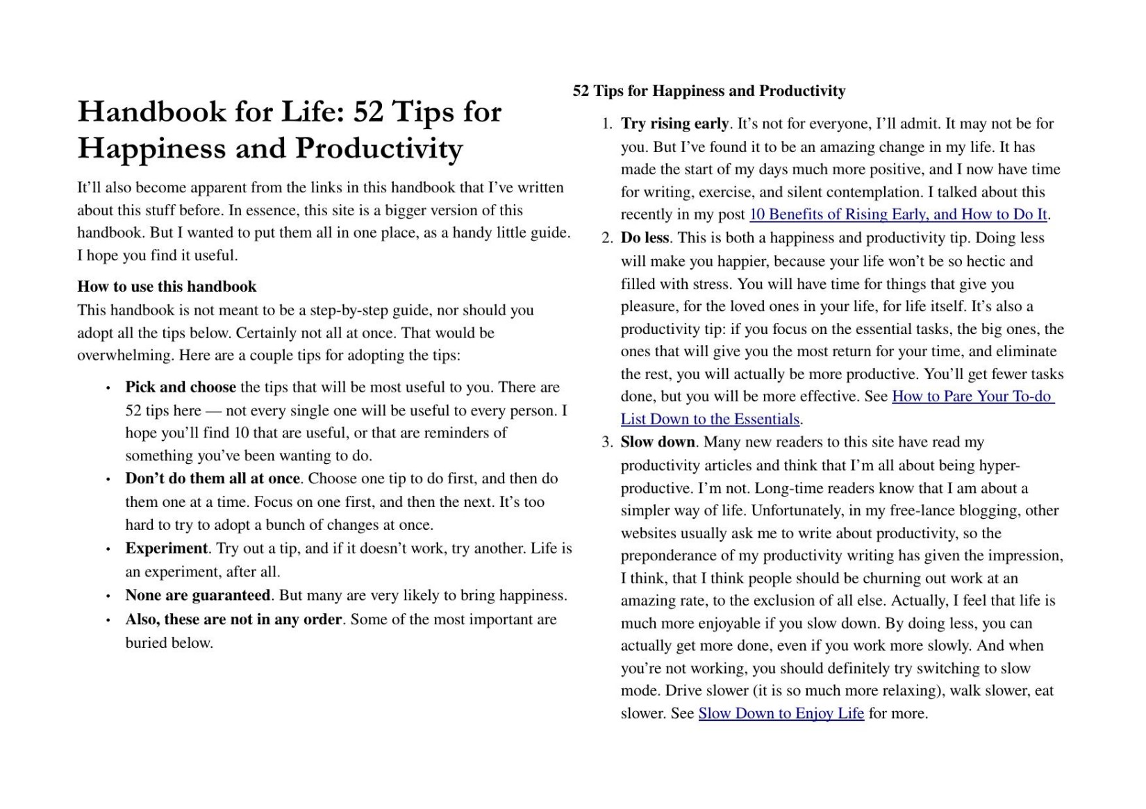 Handbook For Life