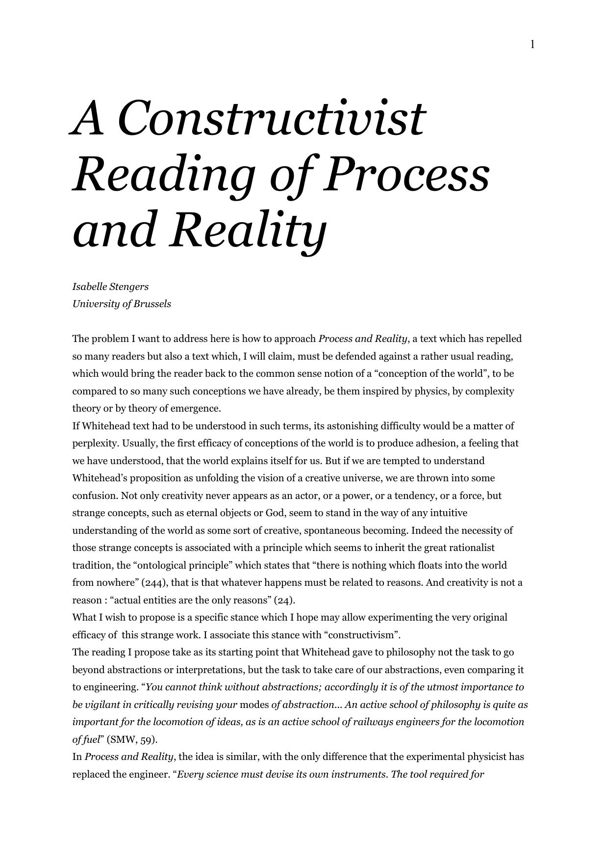A Constructivist Reading of Process & Reality