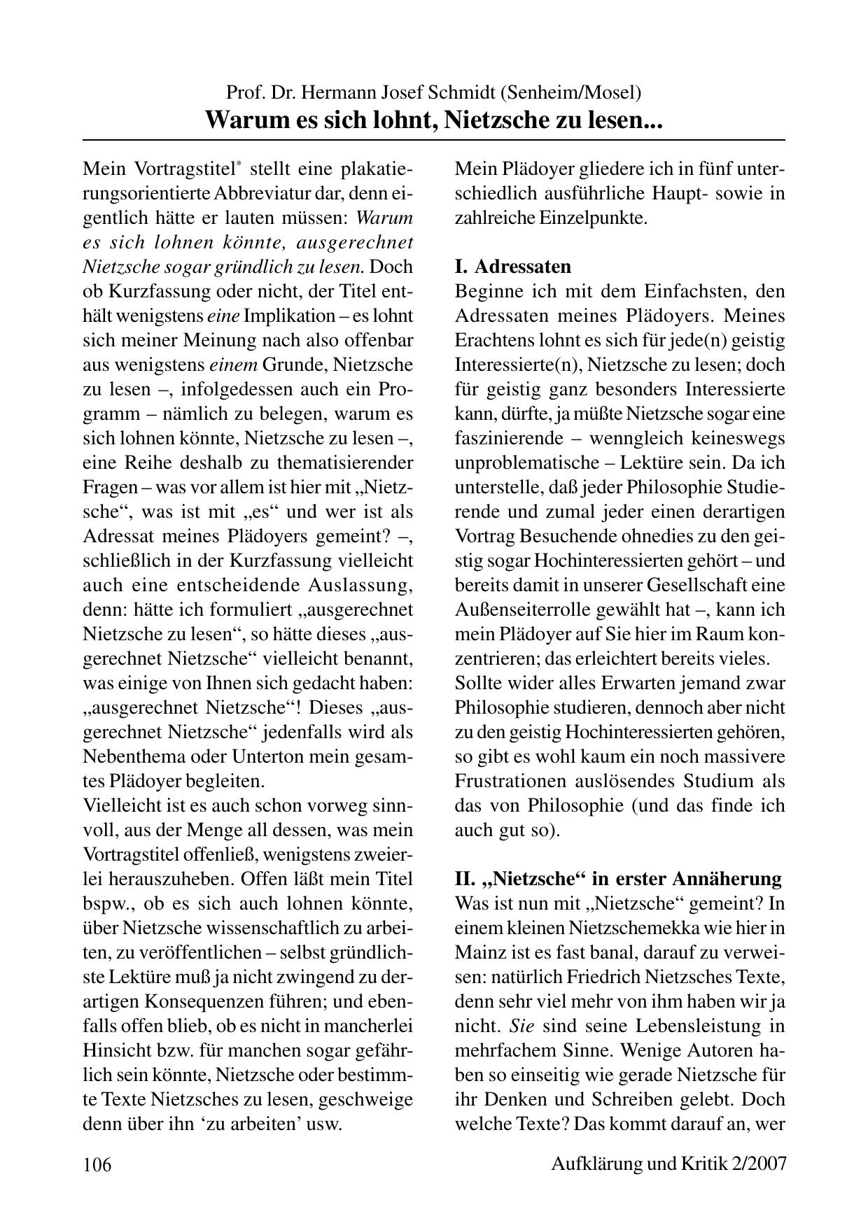 Warum es sich lohnt, Nietzsche zu lesen