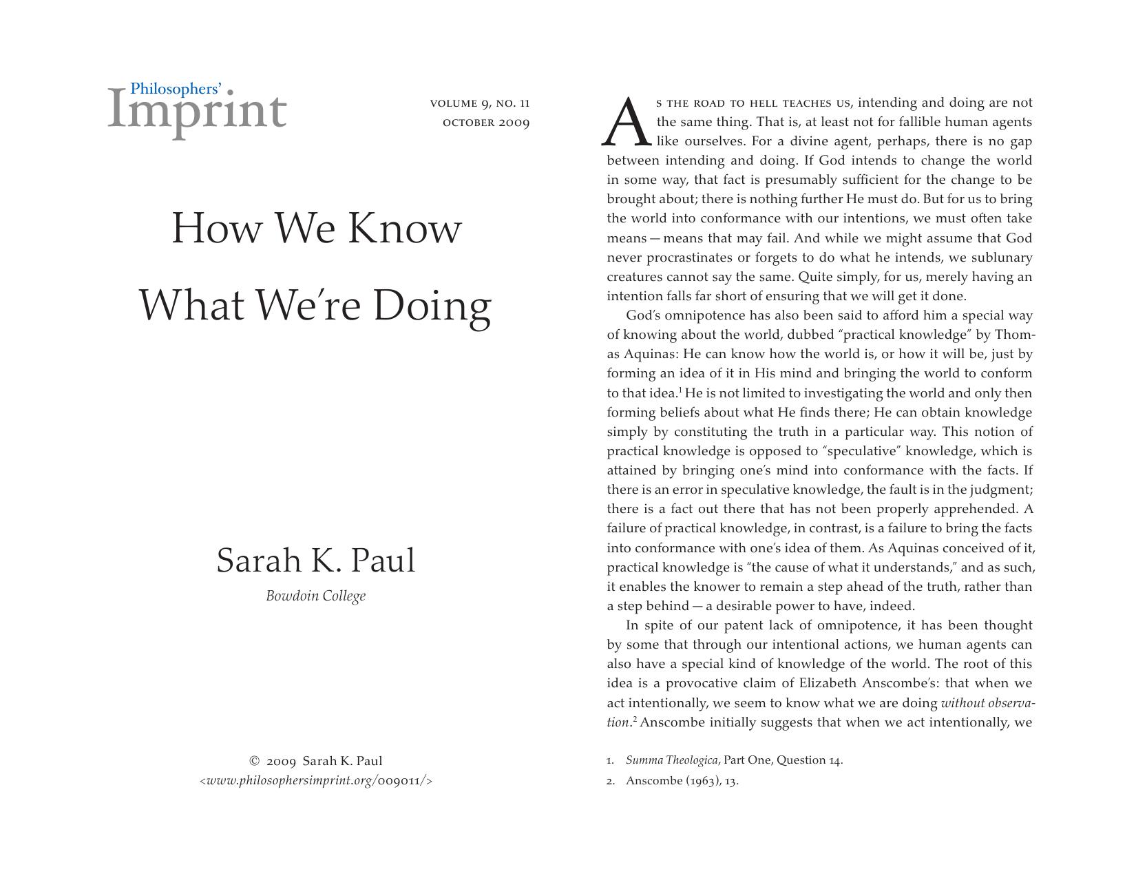 How We Know What We're Doing