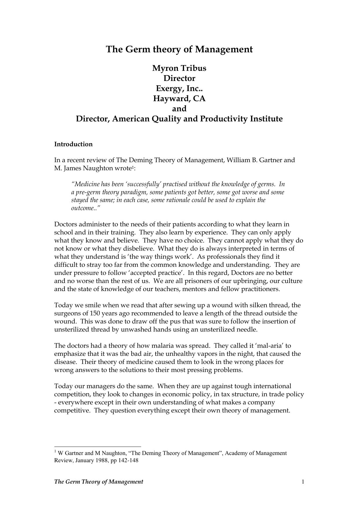 The Germ theory of Management